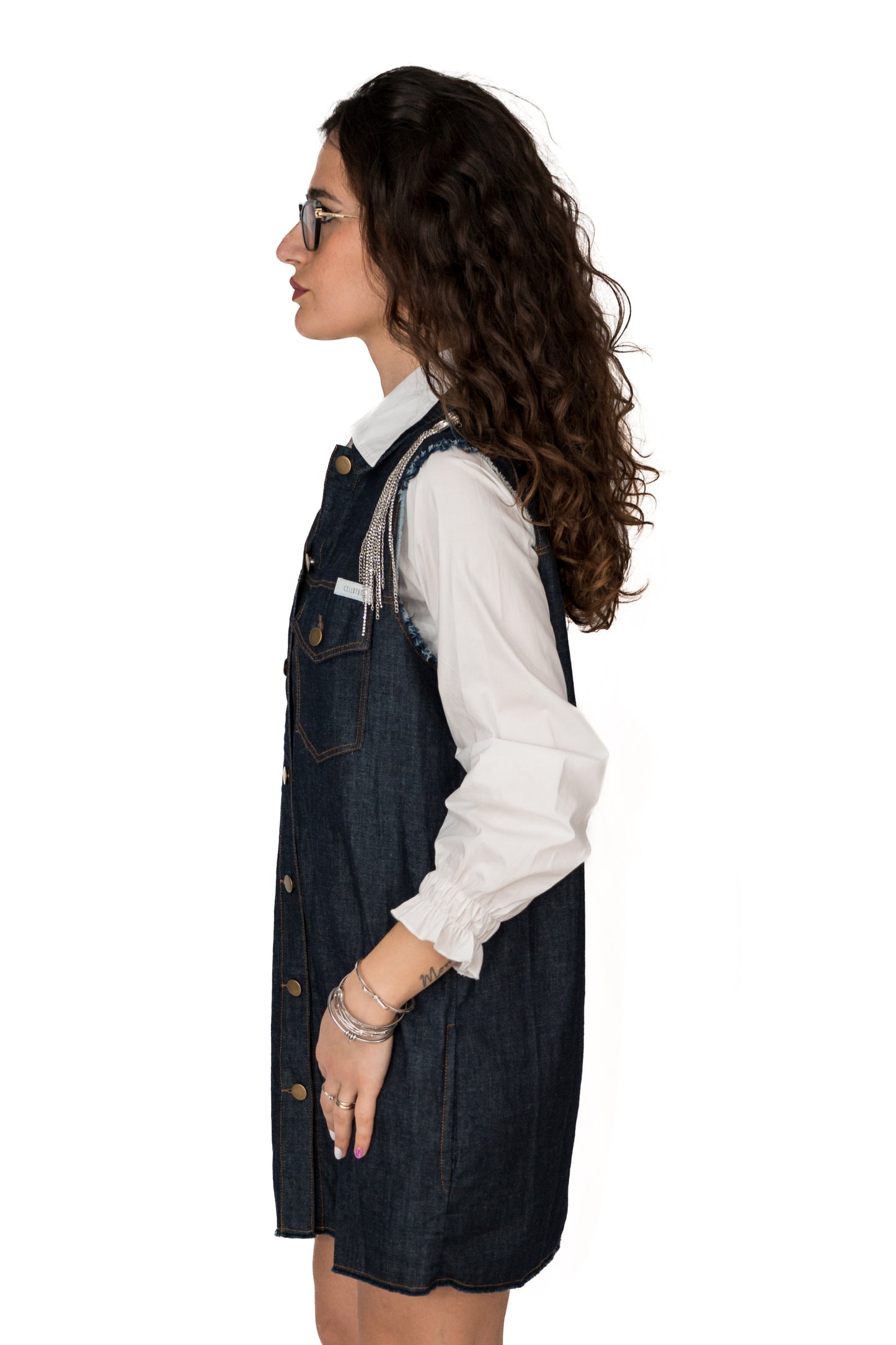 Abito gilet in jeans smanicato