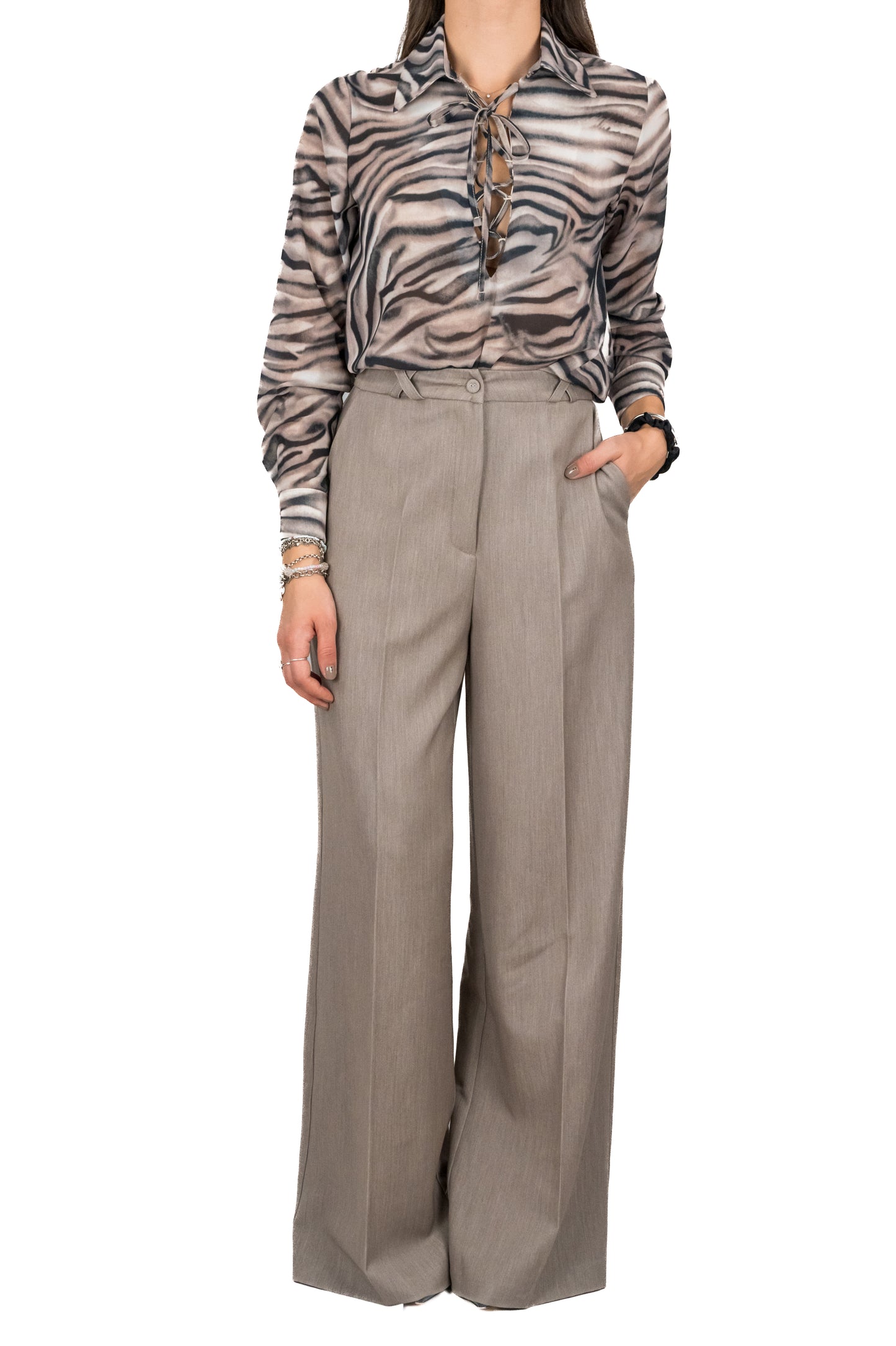 Blusa stampa zebra con intreccio