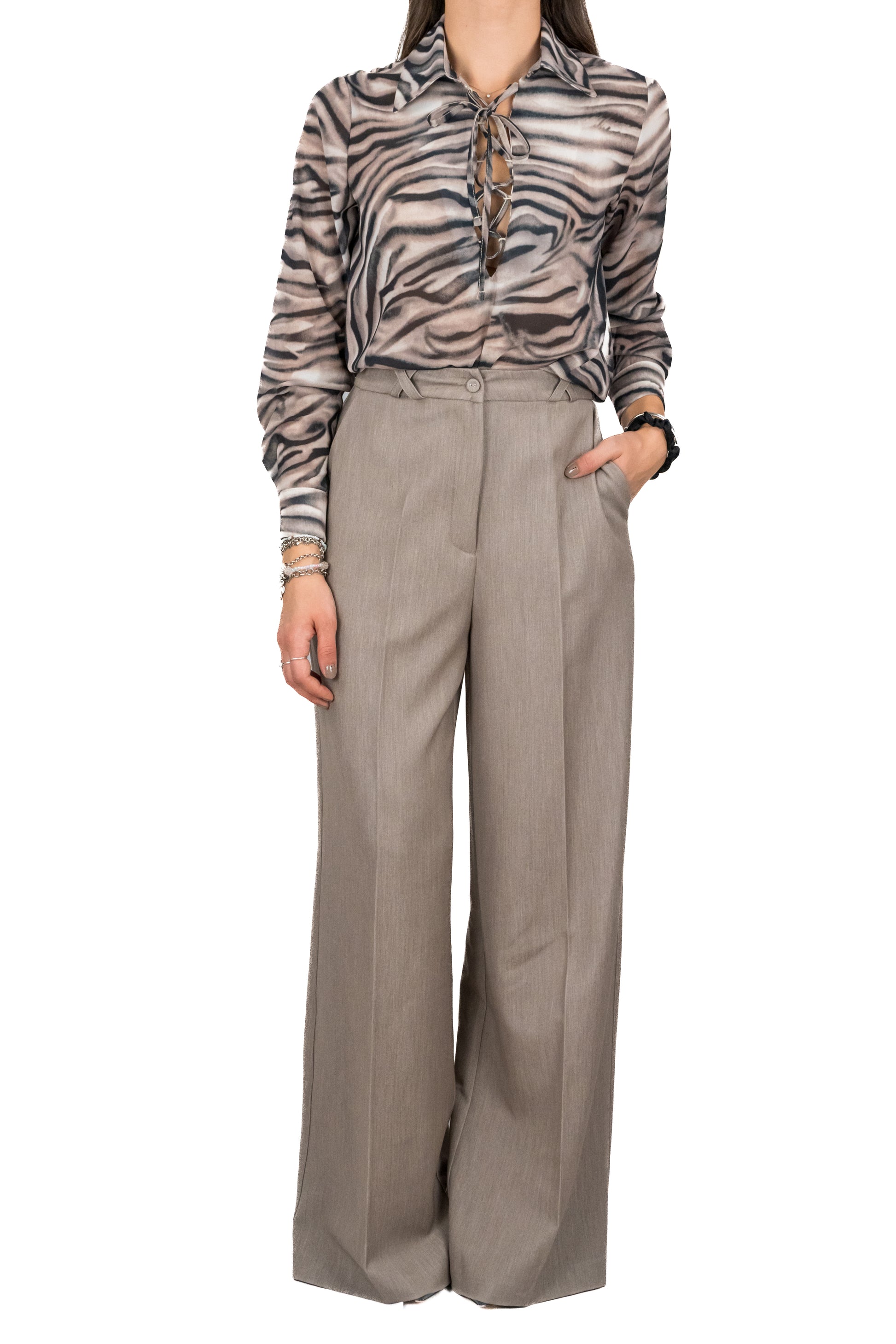 Blusa stampa zebra con intreccio