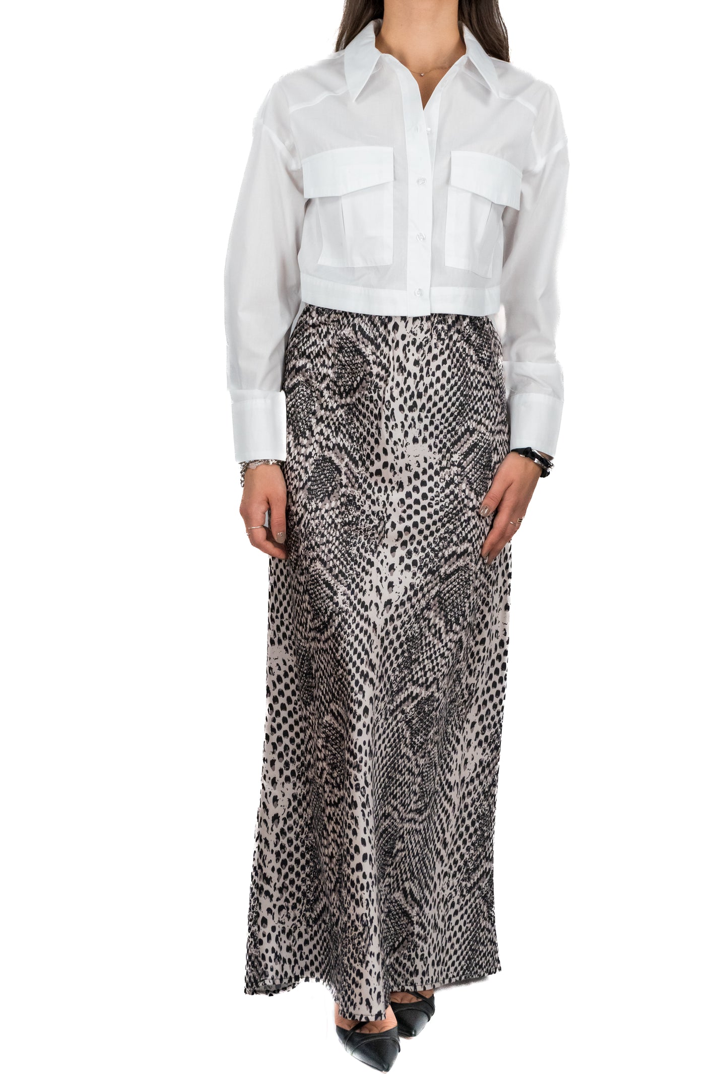 Camicia crop in cotone