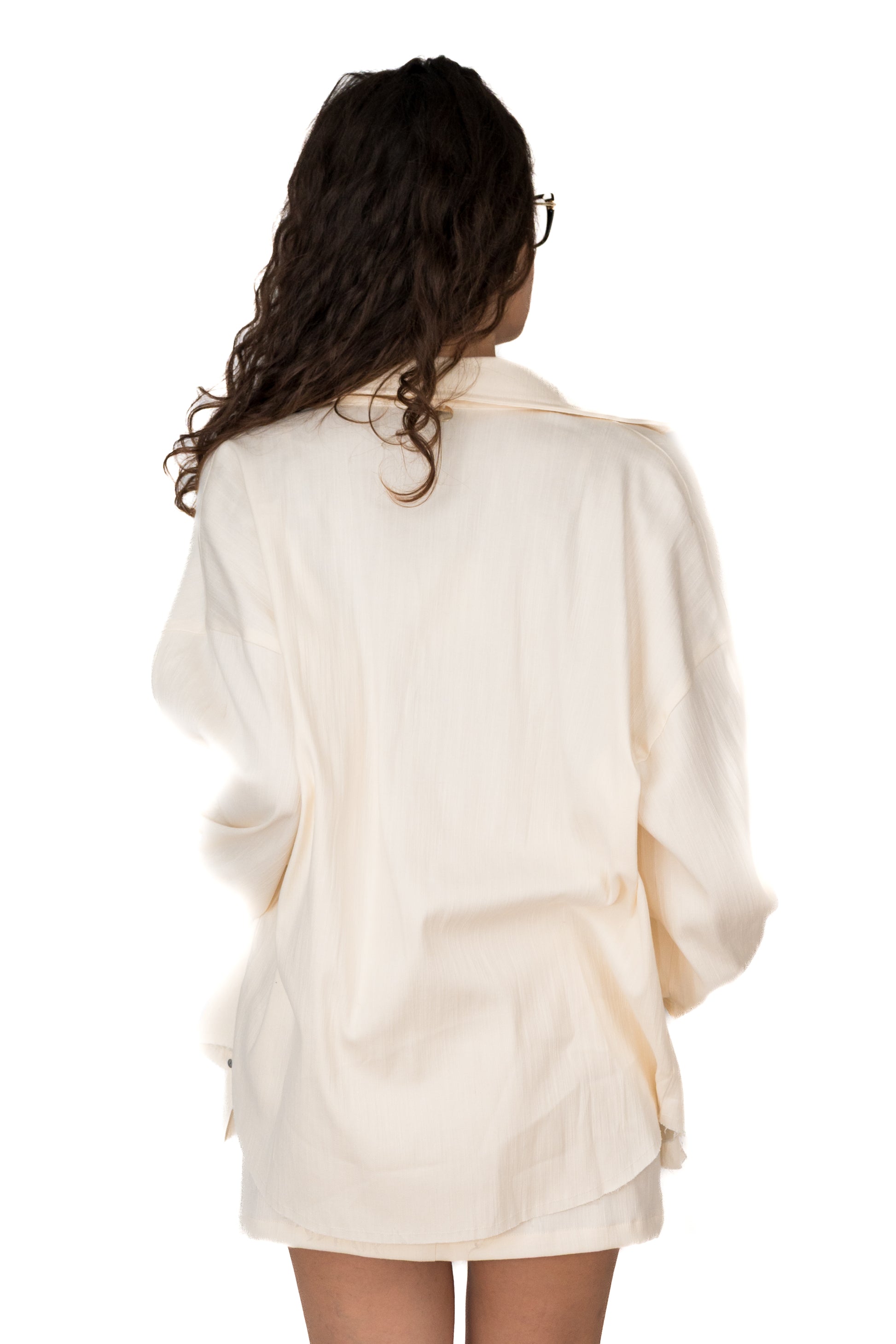 Camicione over color crema misto cotone