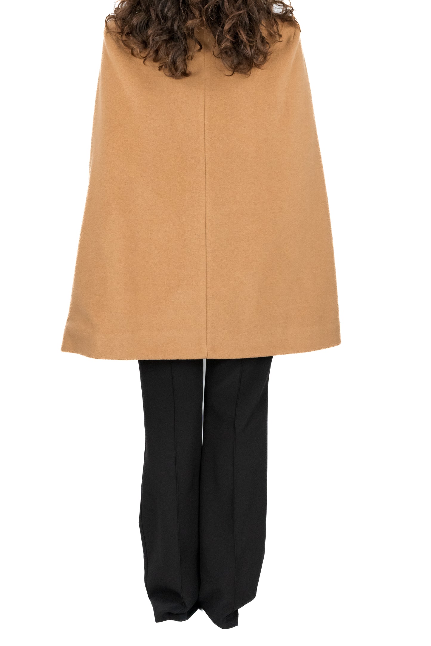 Cappotto senza maniche a mantella color cammello