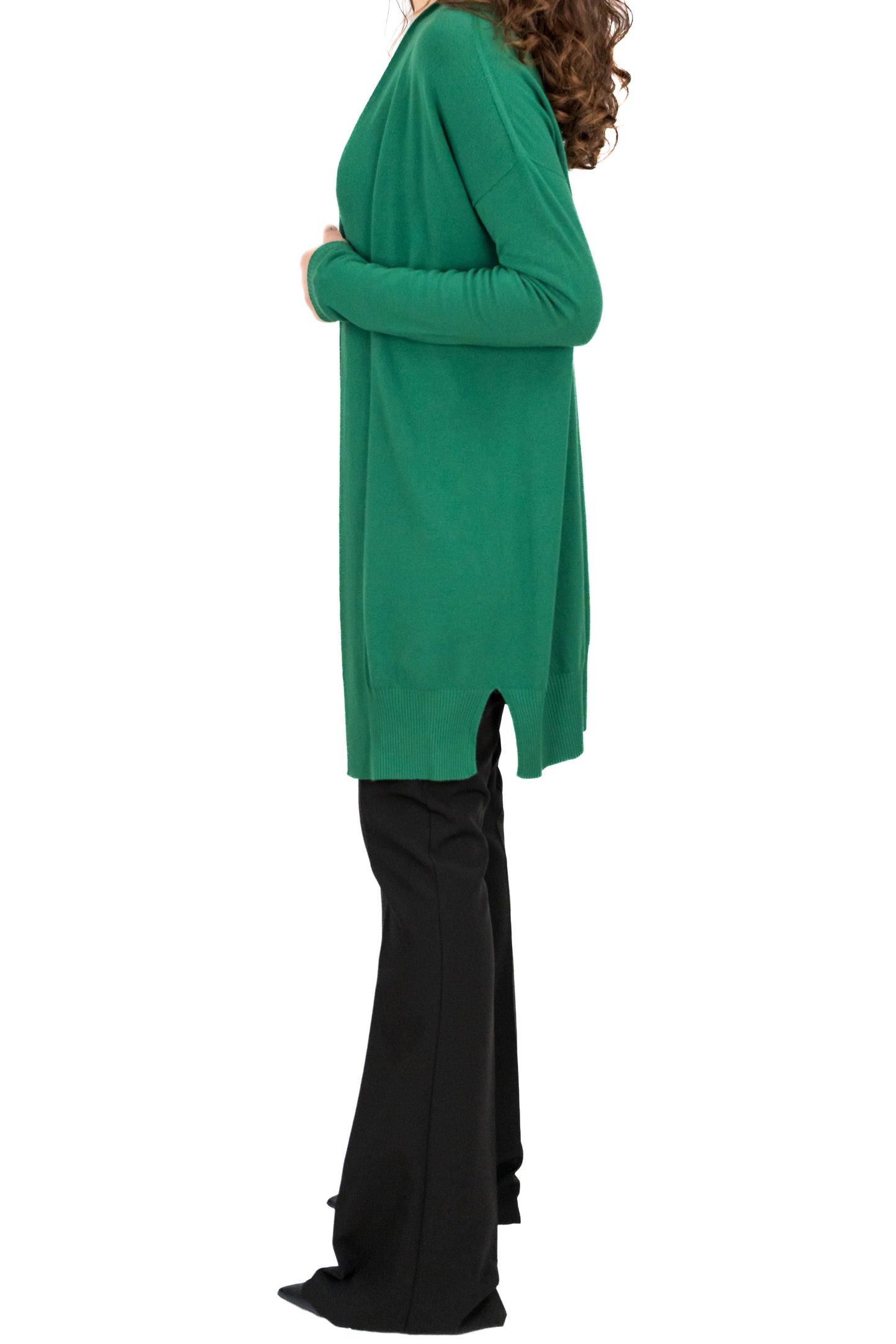Cardigan verde in viscosa lungo
