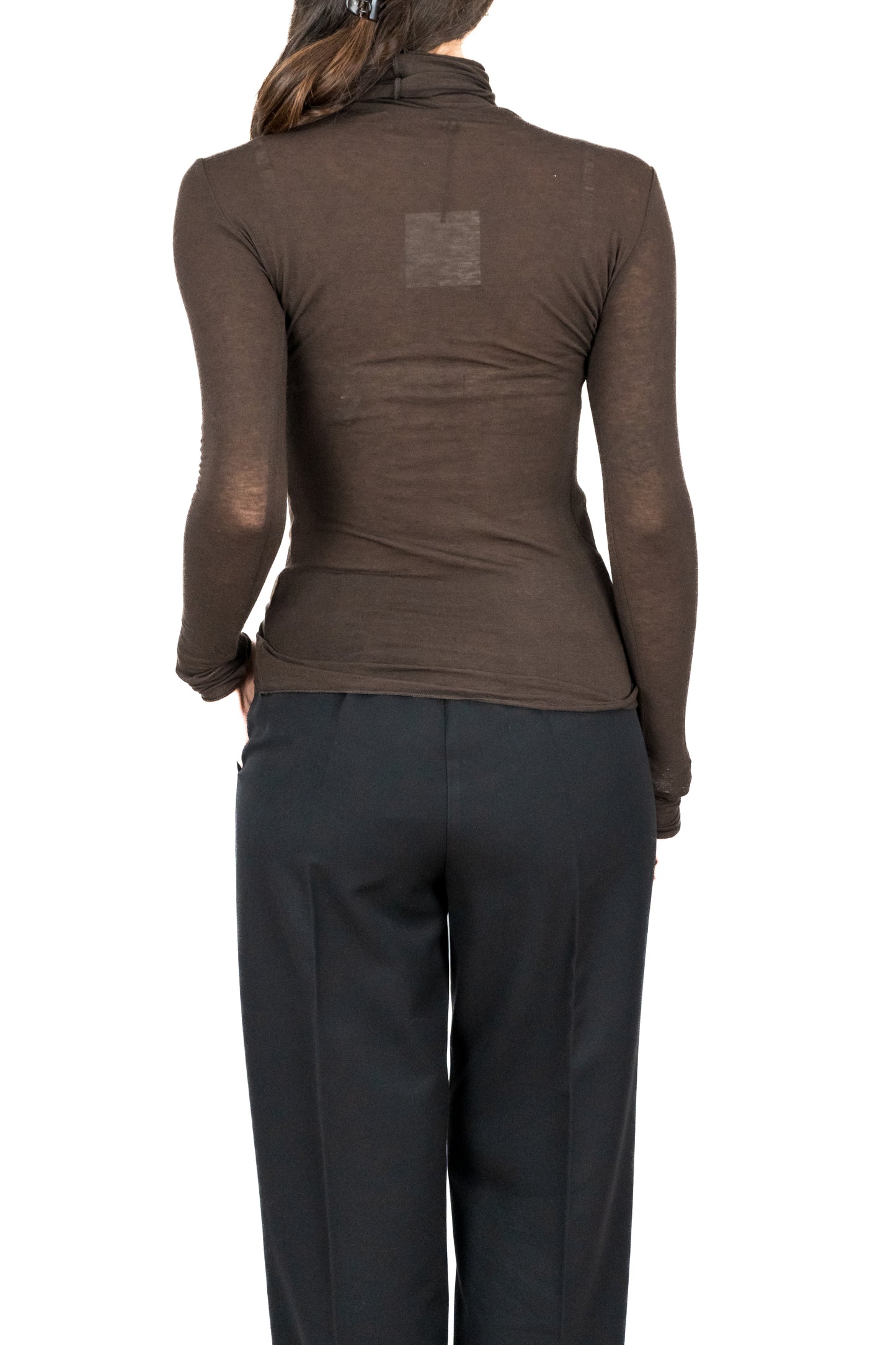 Maglia a collo alto in misto cashmere moro.