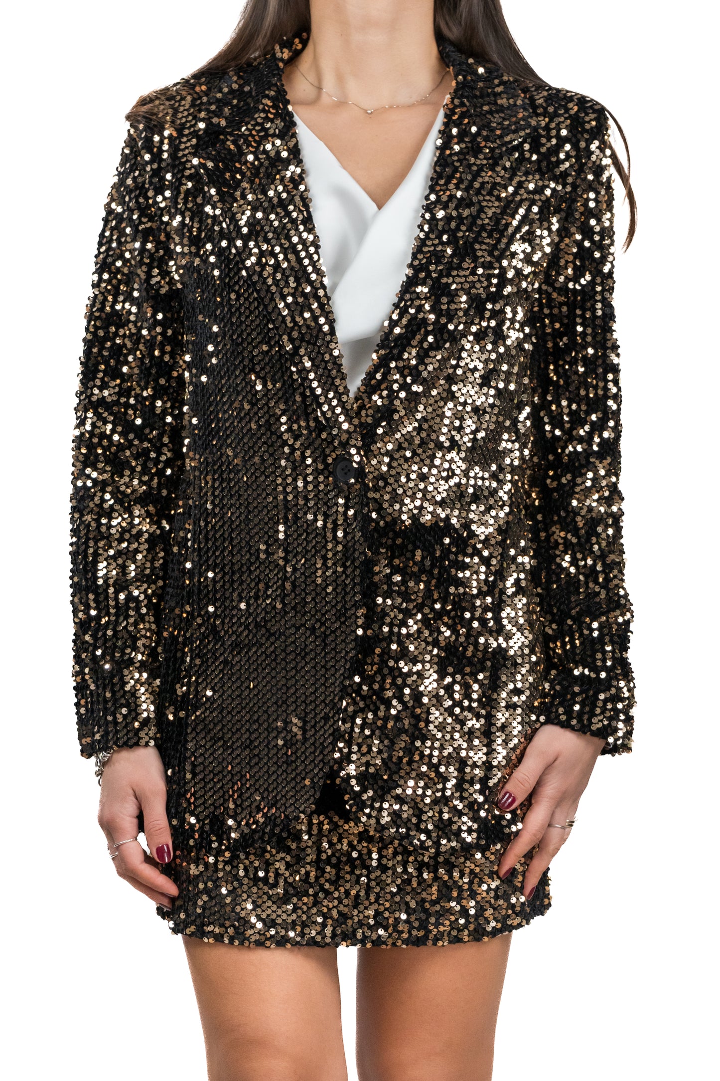 Tailleur in paillettes bronzo