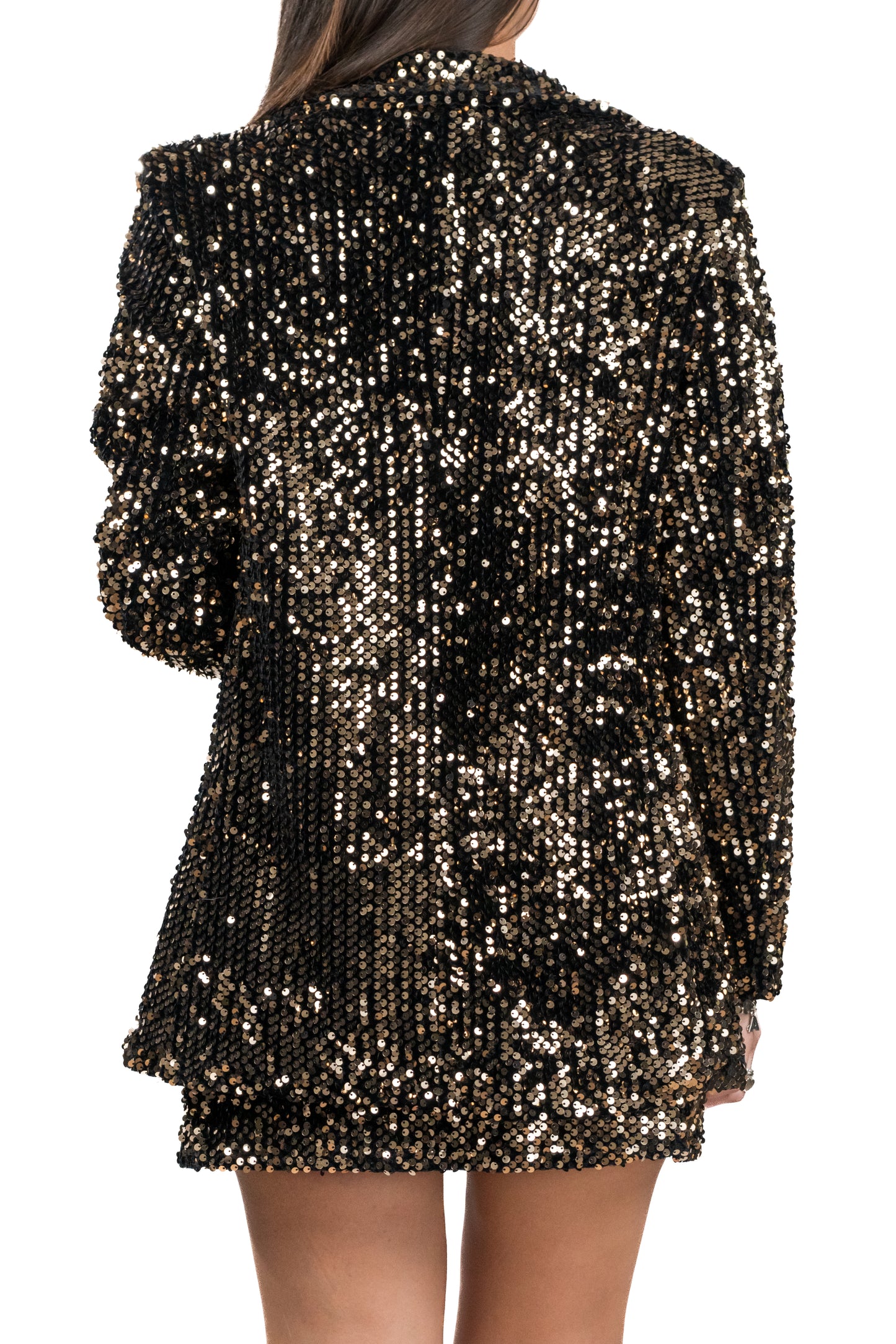Outfit per capodanno in paillettes bronzo