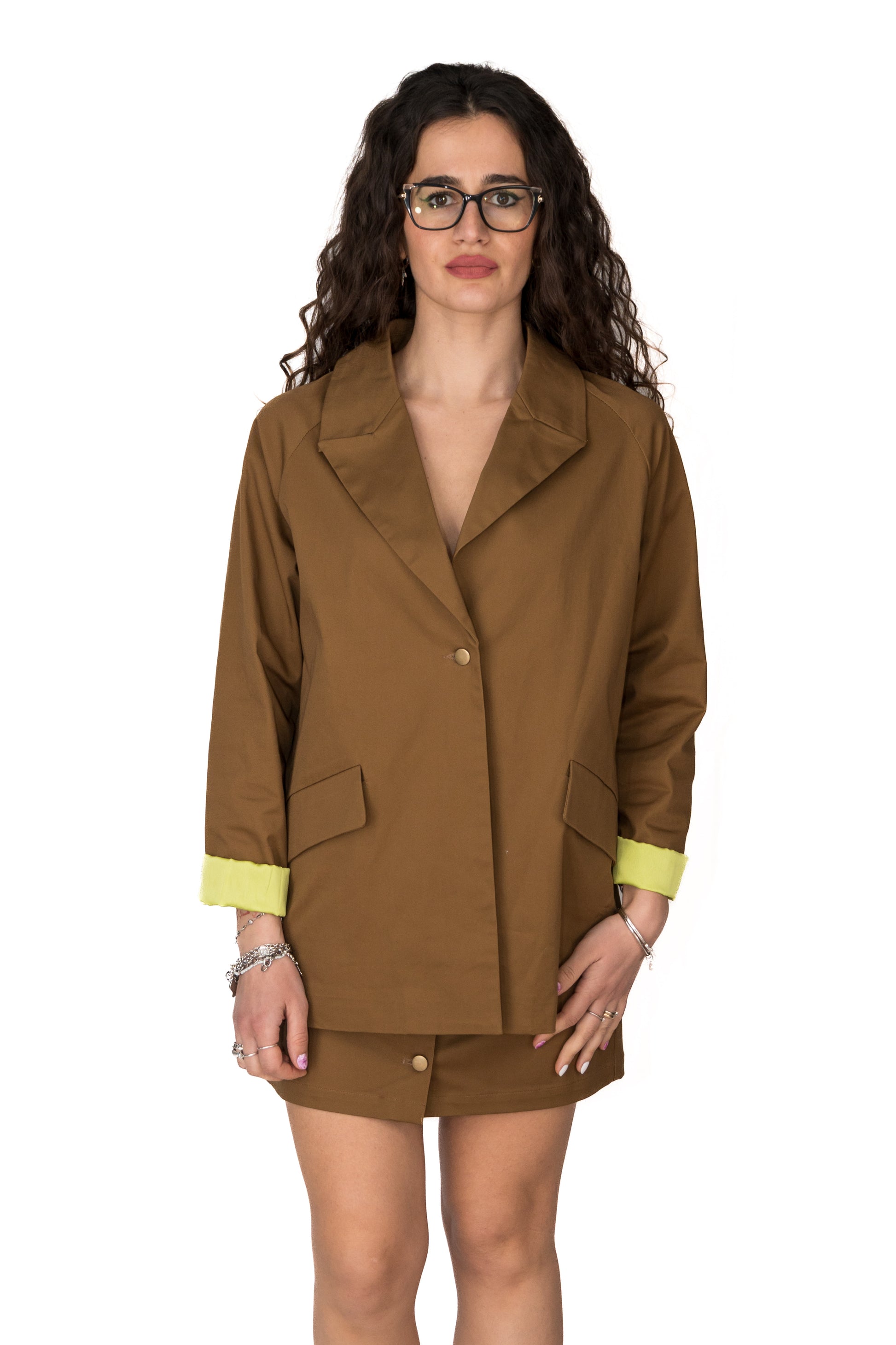 Giacca cotone color tabacco