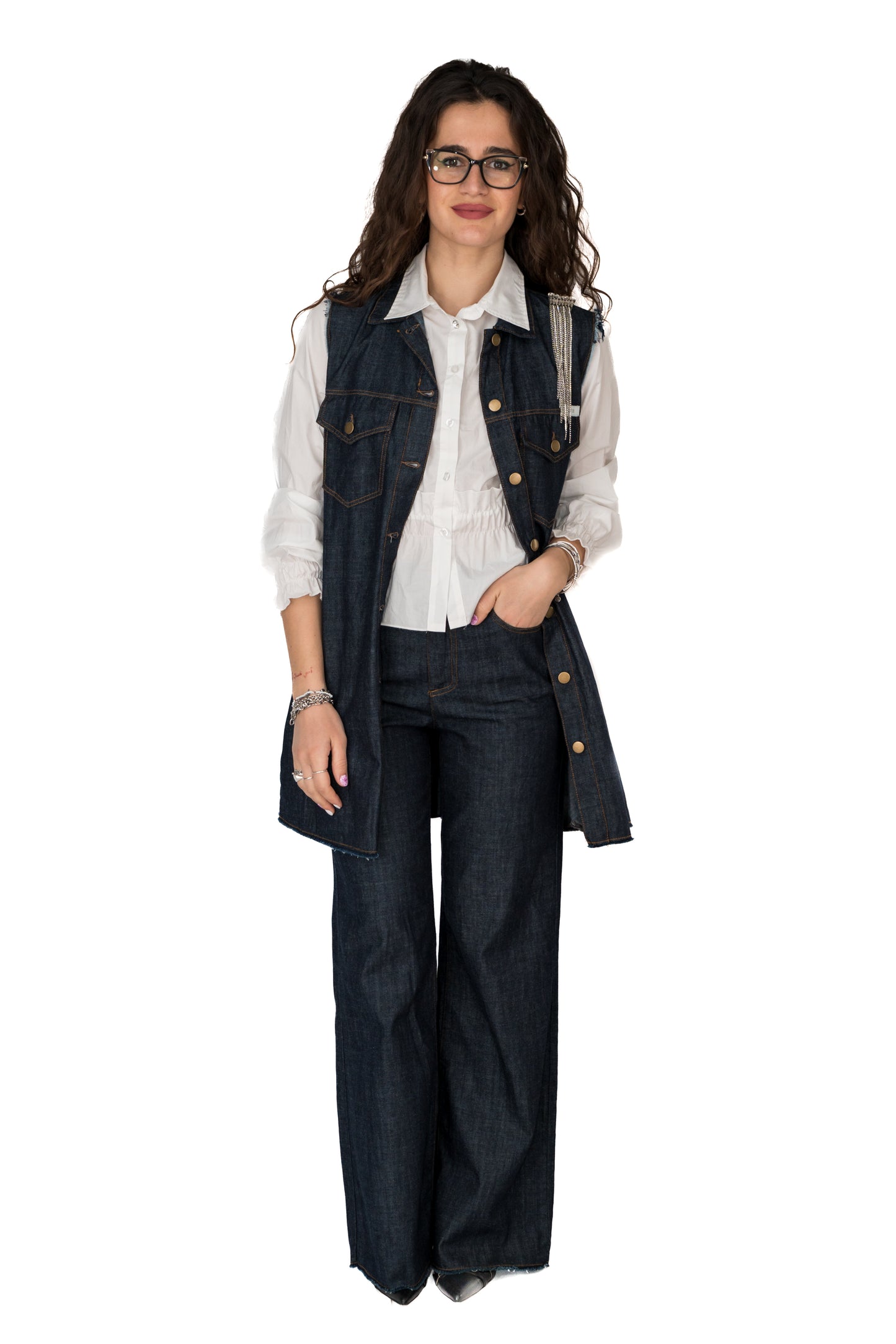 Gilet in jeans con pantalone