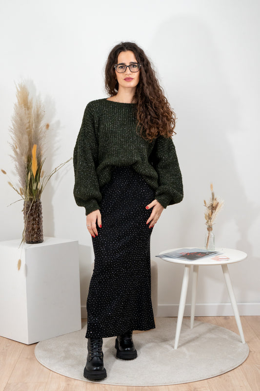 Gonna lunga nera con glitter