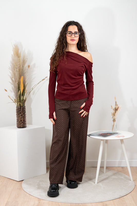 Maglia in viscosa asimmetrica