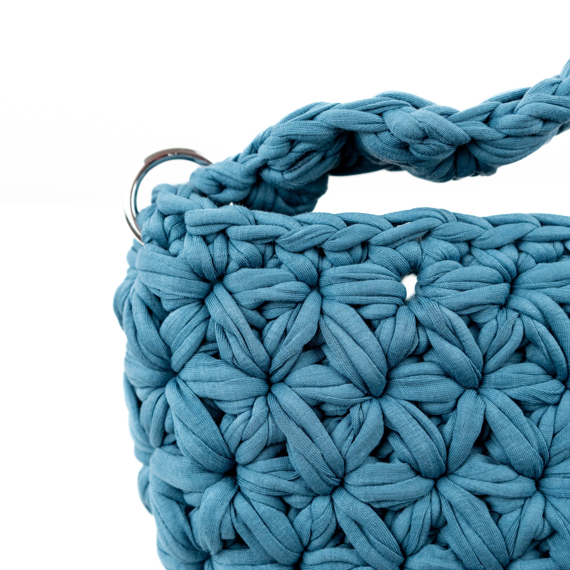 Mini bag crochet punto stella con manico in fettuccia