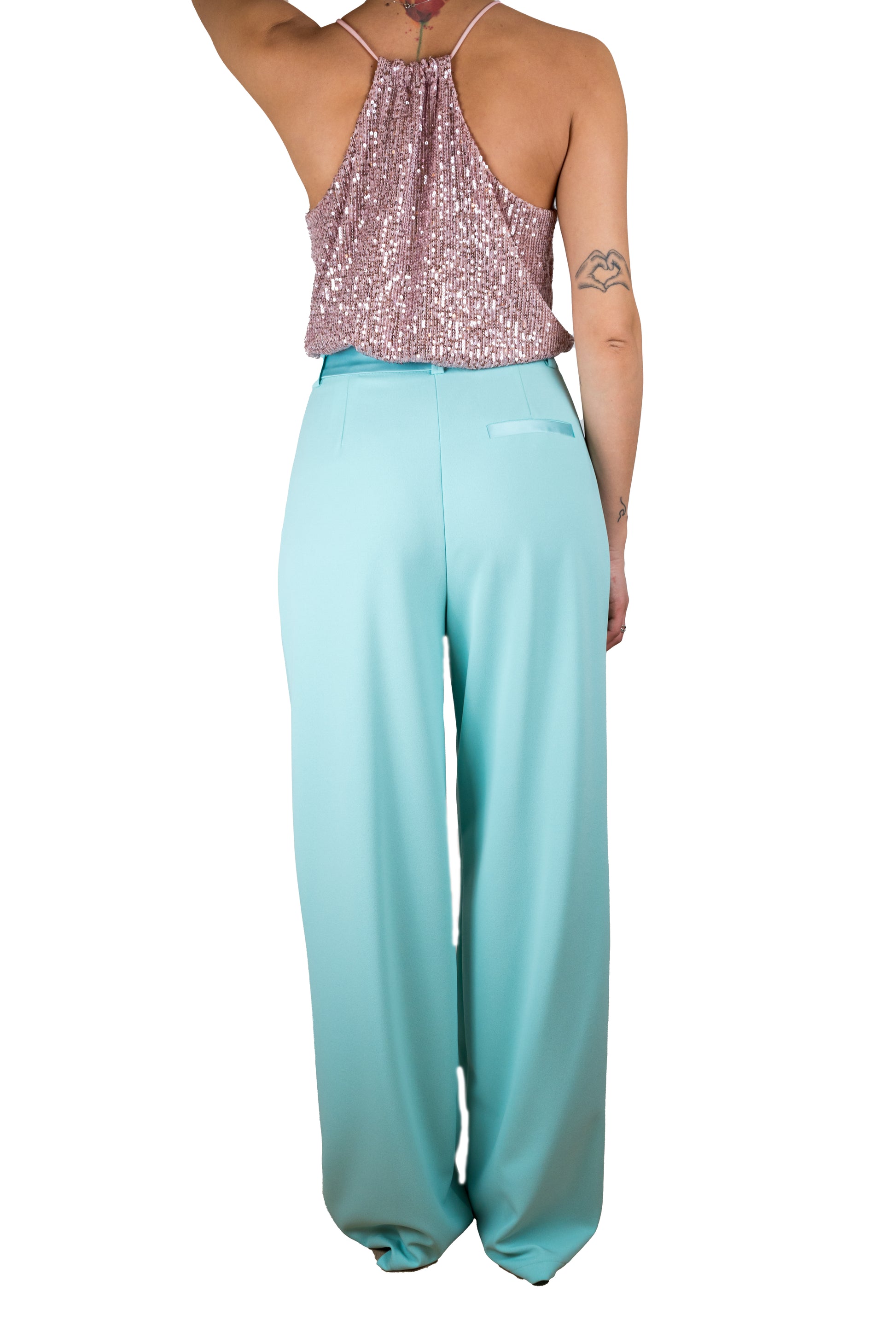 Pantalone smoking con bande laterali in raso.