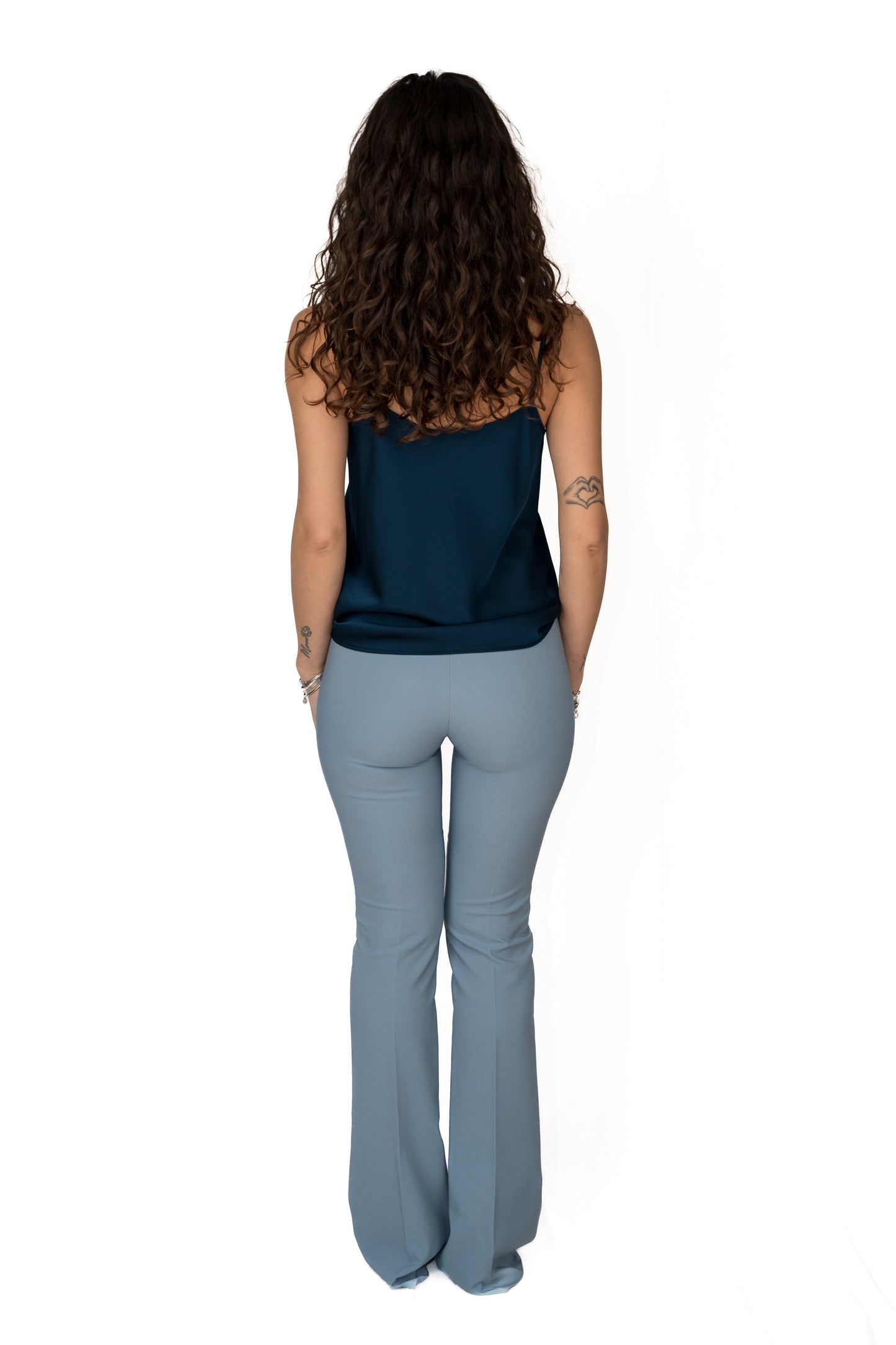 Pantalone a zampa color cielo