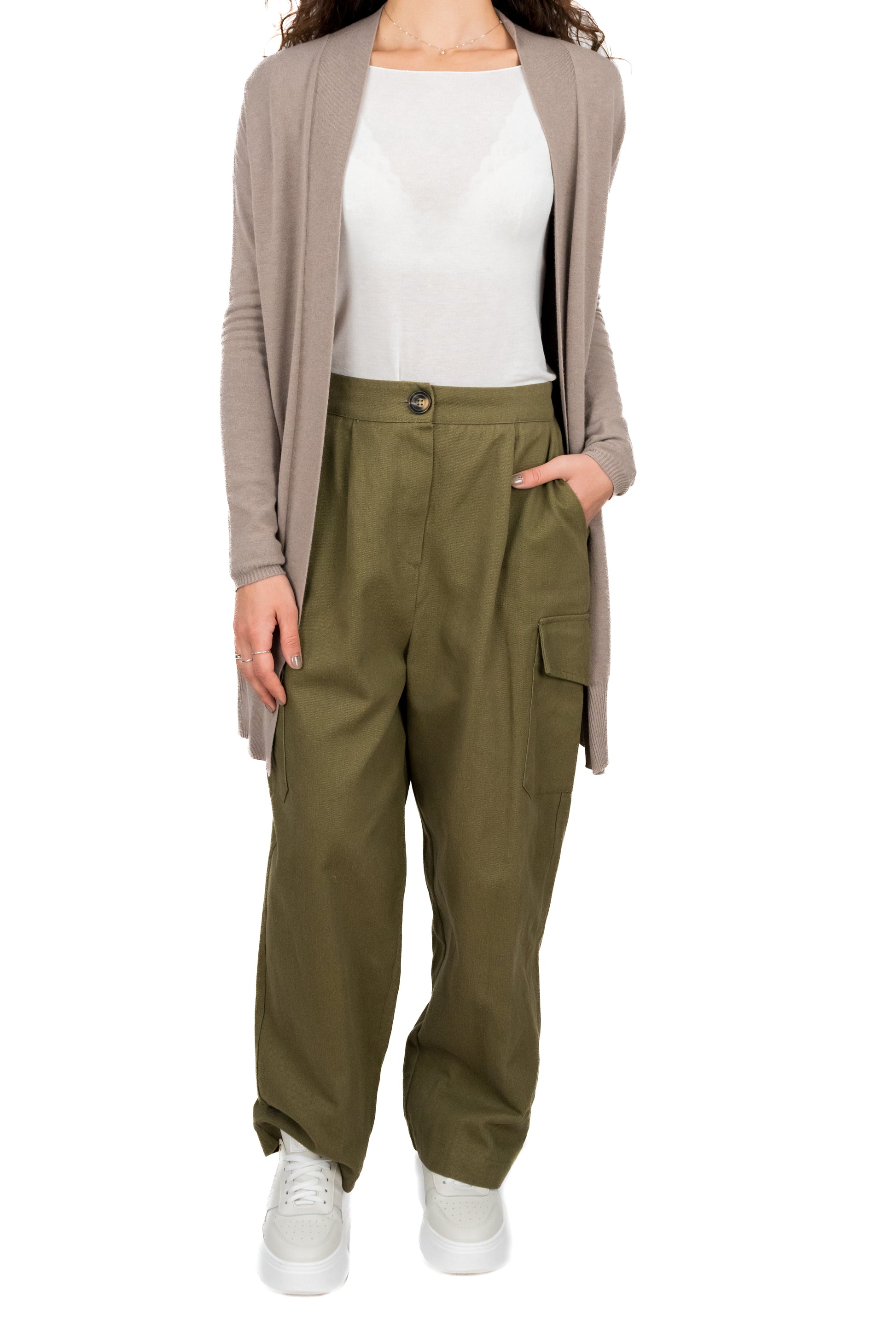 Pantalone cargo color militare