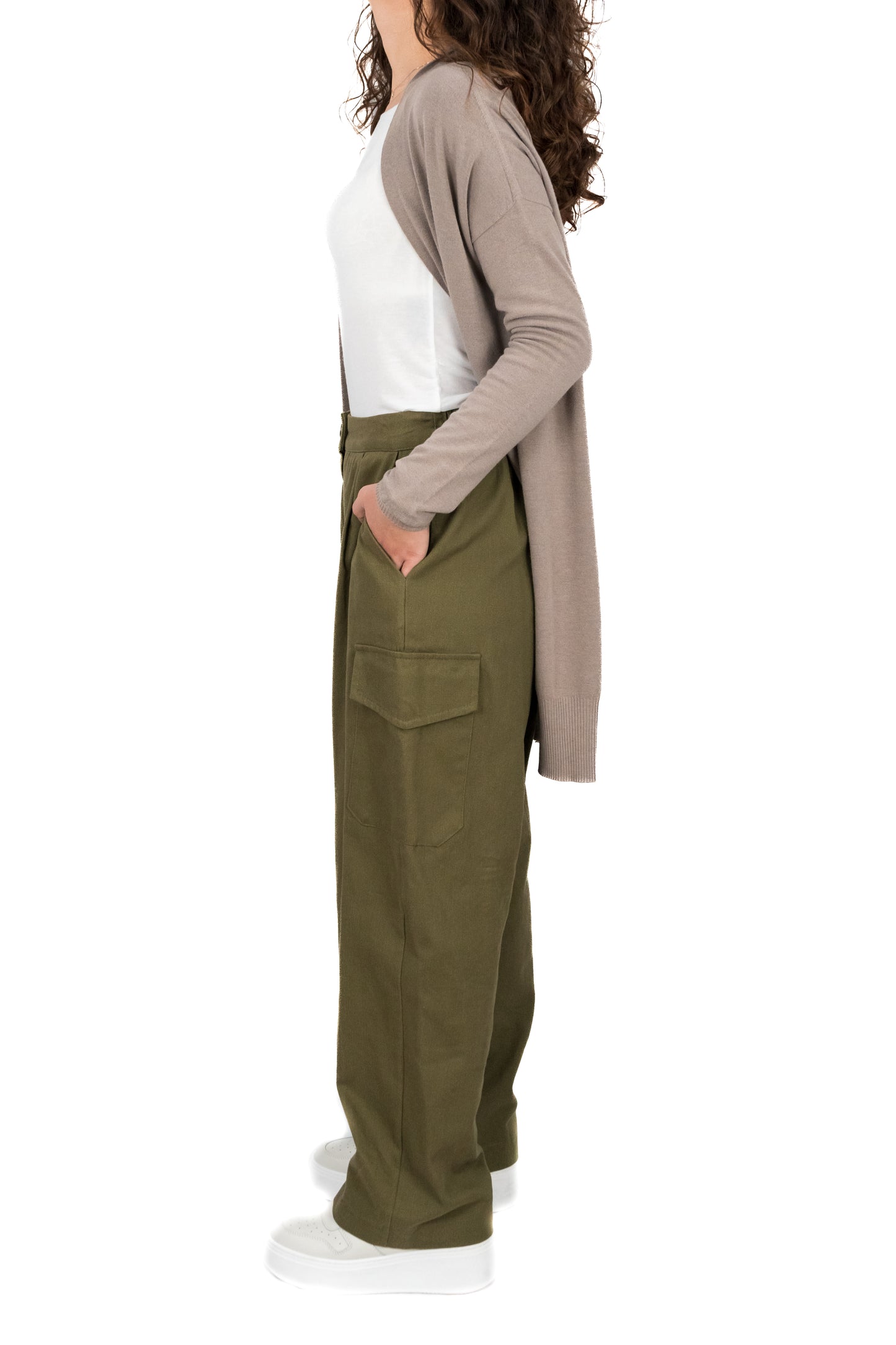 Pantalone cargo in cotone militare