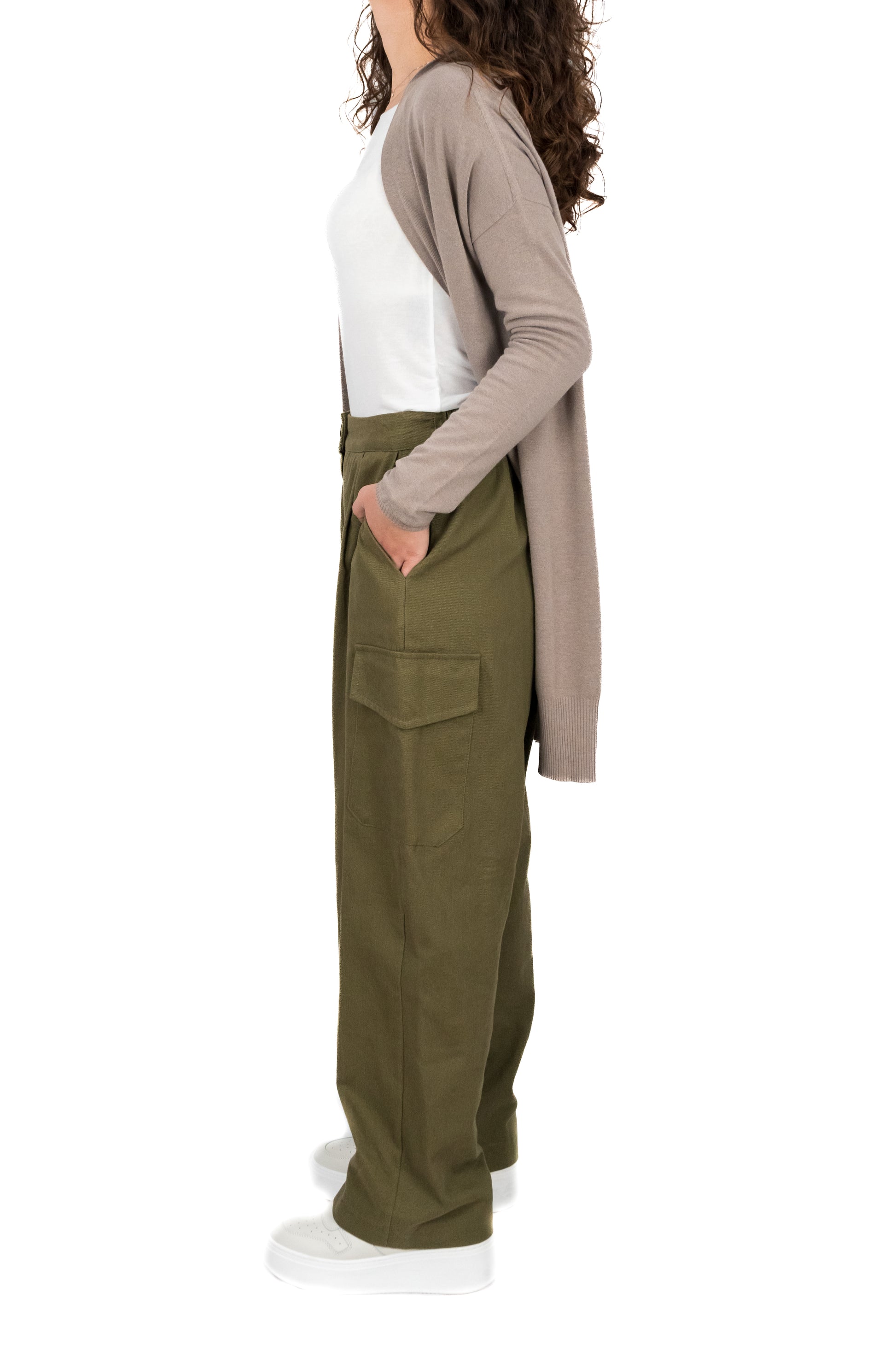 Pantalone cargo in cotone militare