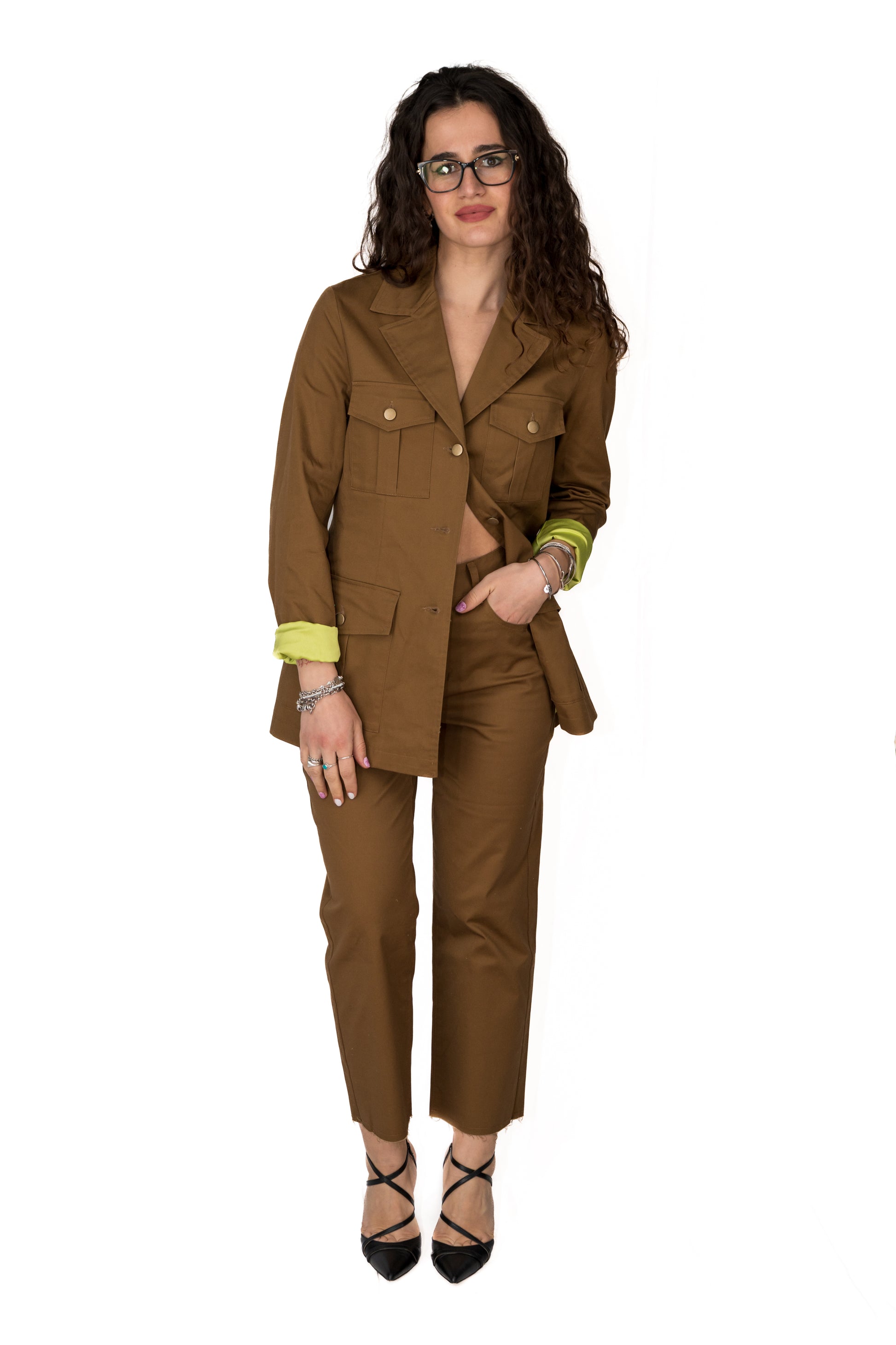 Pantalone in cotone tabacco