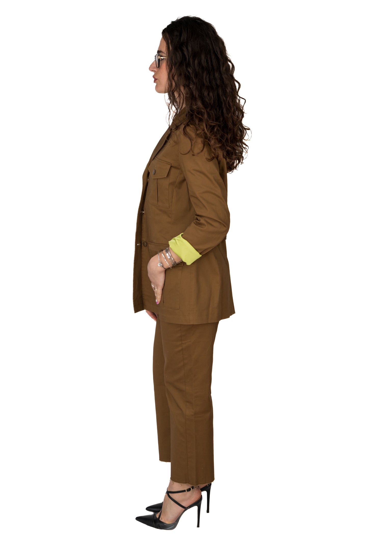 Pantalone in cotone tabacco.