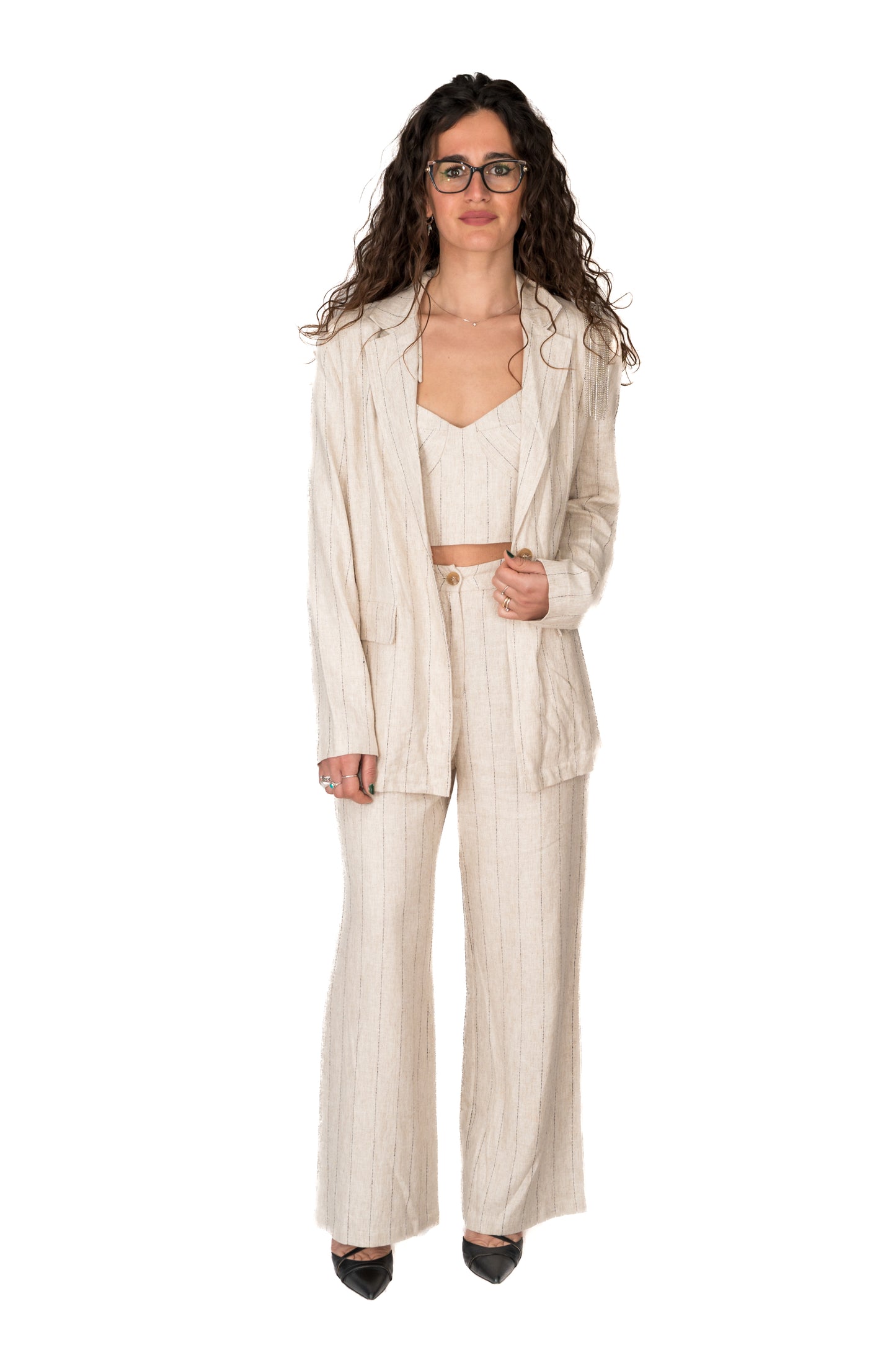 Tailleur giacca e pantalone in lino