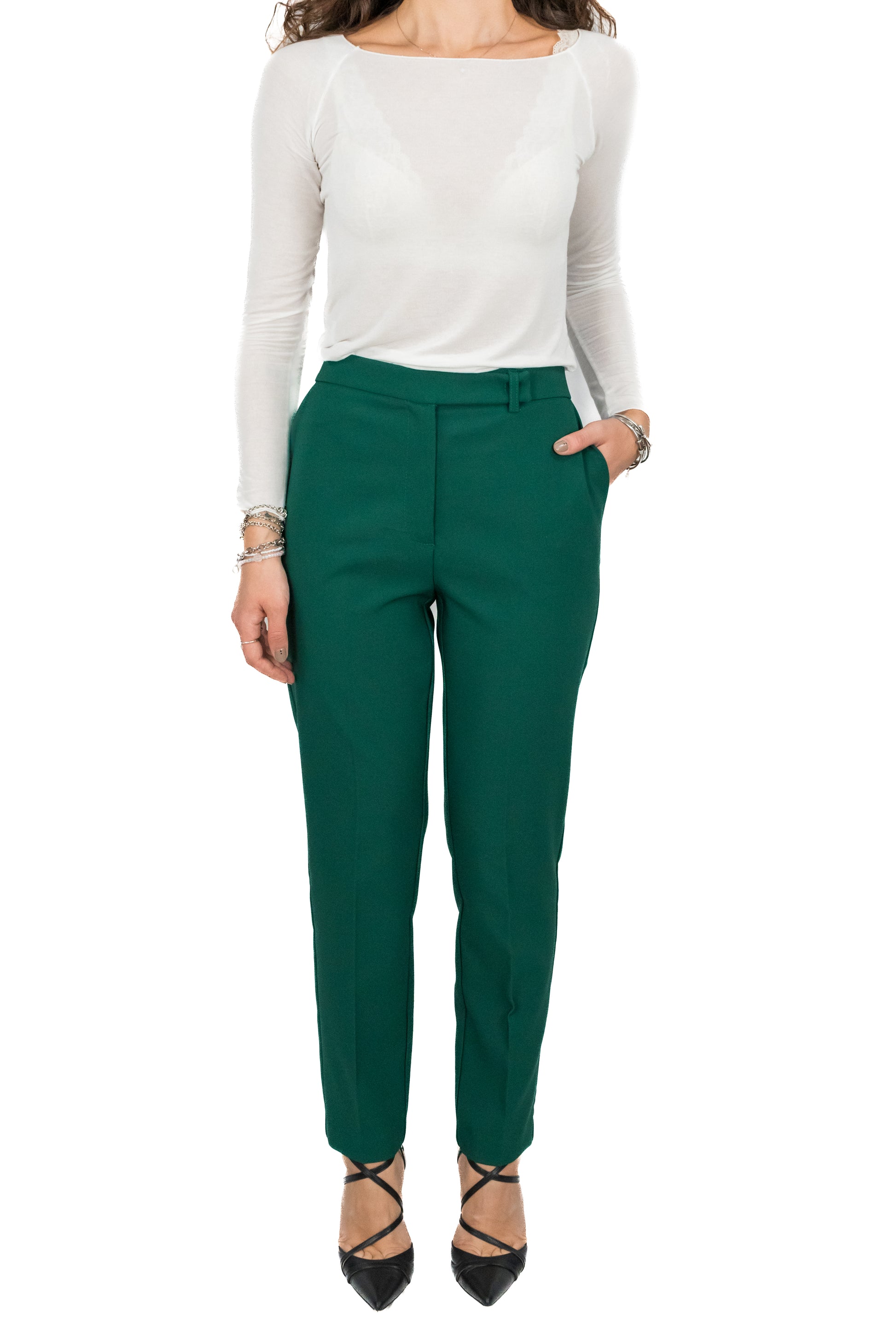 Pantalone slim verde
