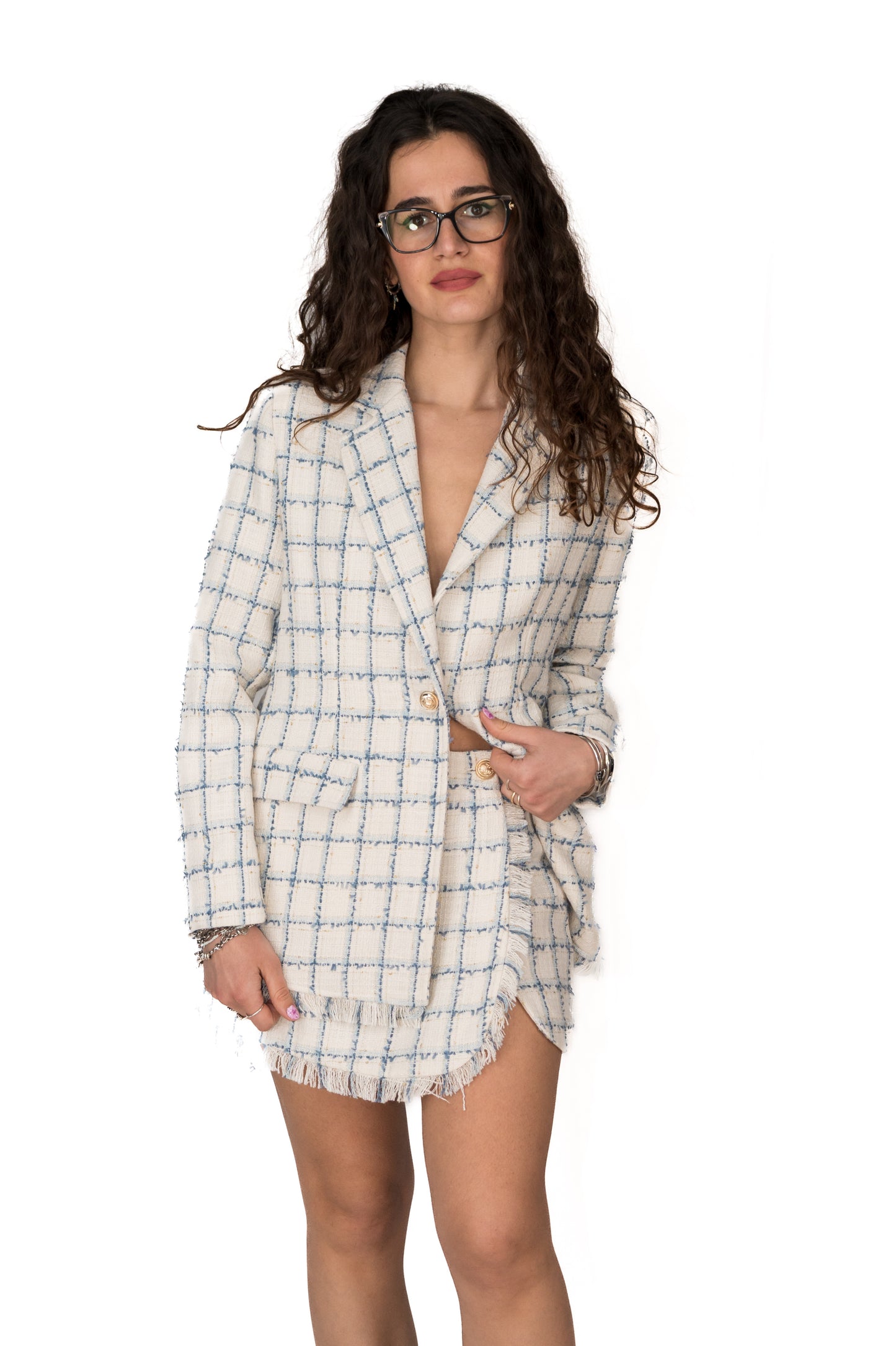 Tailleur a quadri giacca e pantagonna