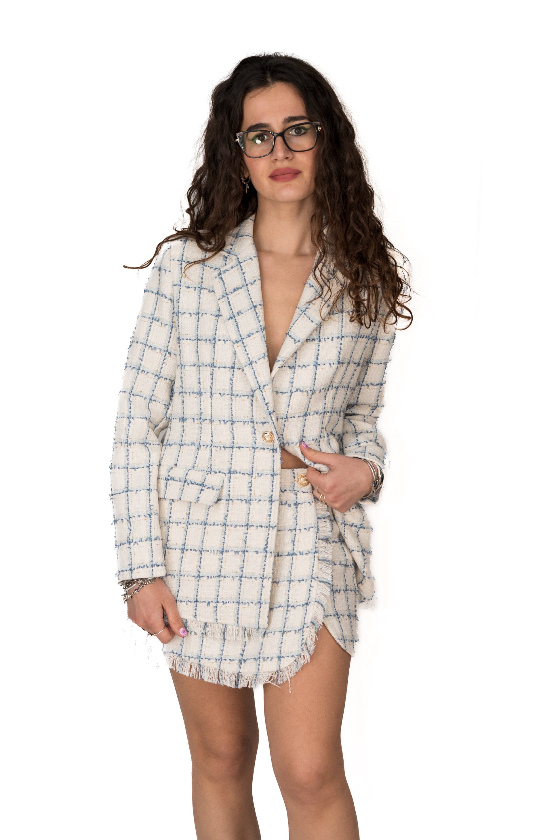 Tailleur a quadri giacca e pantagonna