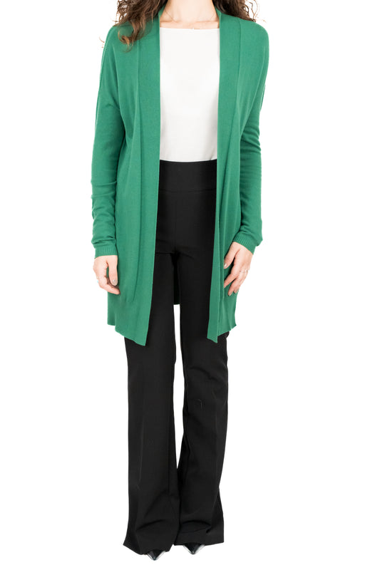 Cardigan lungo in viscosa verde